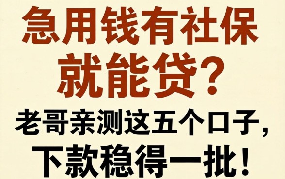 急用钱有社保就能贷？老哥亲测这五个口子，下款稳得一批！