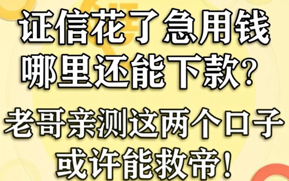 征信花了急用钱哪里还能下款?老哥亲测这几个口子或许能救命!
