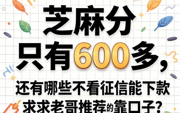 芝麻分只有600多,还有哪些不看征信能下款的口子?求老哥推荐几个靠谱的!