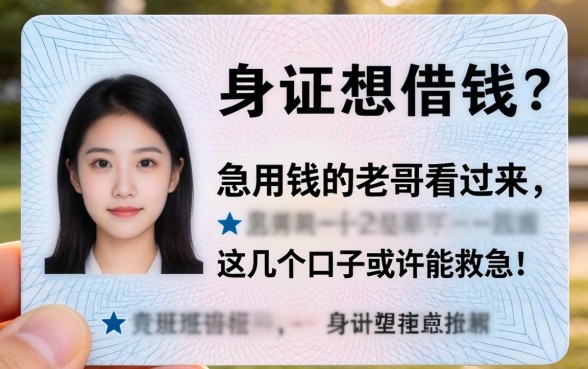 只有身份证想借钱?急用钱的老哥看过来,这几个口子或许能救急!