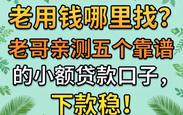 急用钱哪里找？老哥亲测五个靠谱的小额贷款口子，下款稳！