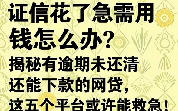 征信花了急需用钱怎么办？揭秘有逾期未还清还能下款的网贷，这五个平台或许能救急！
