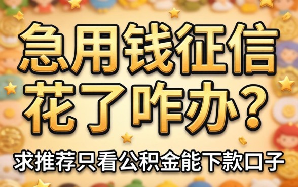 急用钱征信花了咋办？求推荐只看公积金能下款的口子！