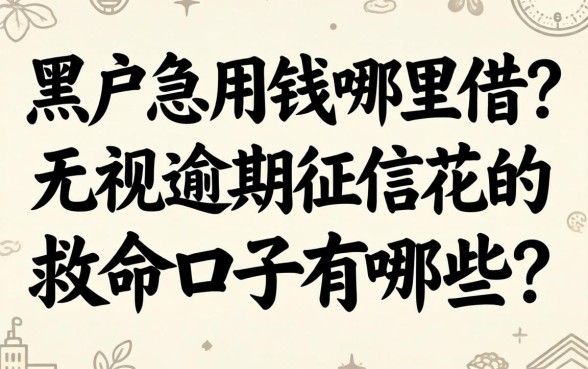 黑户急用钱哪里借？无视逾期征信花的救命口子有哪些？