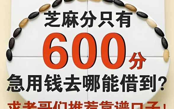 芝麻分只有600分，急用钱去哪能借到？求老哥们推荐靠谱口子！