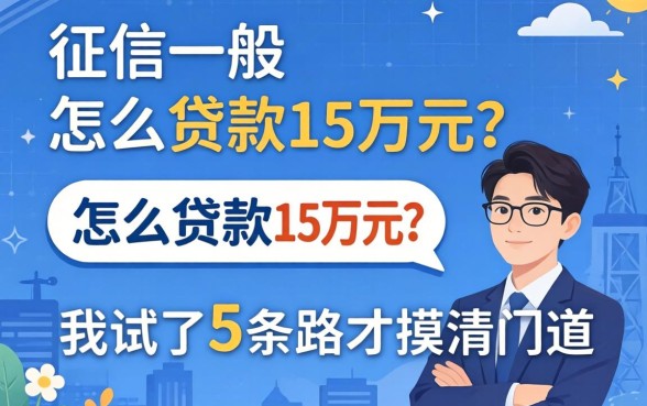 征信一般怎么贷款15万元?我试了5条路才摸清门道