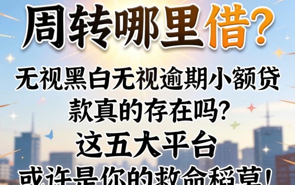急需周转哪里借？无视黑白无视逾期小额贷款真的存在吗？这五大平台或许是你的救命稻草！