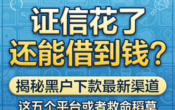 征信花了还能借到钱吗？揭秘黑户下款2026最新渠道，这五个平台或是救命稻草