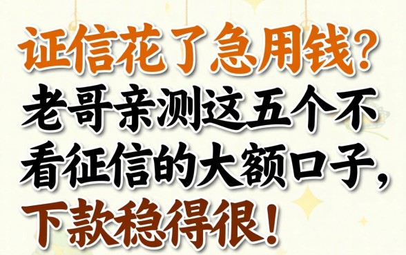 征信花了急用钱？老哥亲测这五个不看征信的大额口子，下款稳得很！
