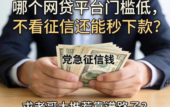 手头紧急用钱,哪个网贷平台门槛低、不看征信还能秒下款?求老哥推荐靠谱路子!
