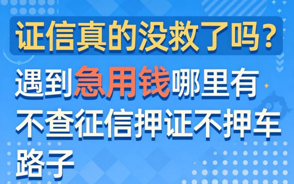征信真的没救了吗？遇到急用钱哪里有不查征信押证不押车的路子？
