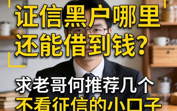 征信黑户哪里还能借到钱?求老哥们推荐几个不看征信的小口子!