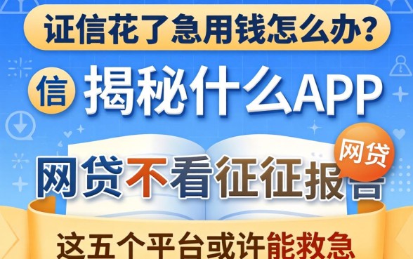 征信花了急用钱怎么办？揭秘什么app网贷不看征信报告的，这五个平台或许能救急