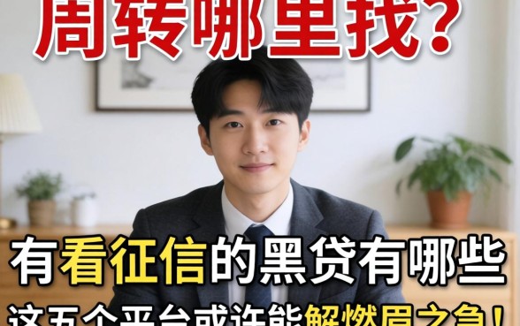 急需周转哪里找?不看征信的黑贷有哪些,这五个平台或许能解燃眉之急!