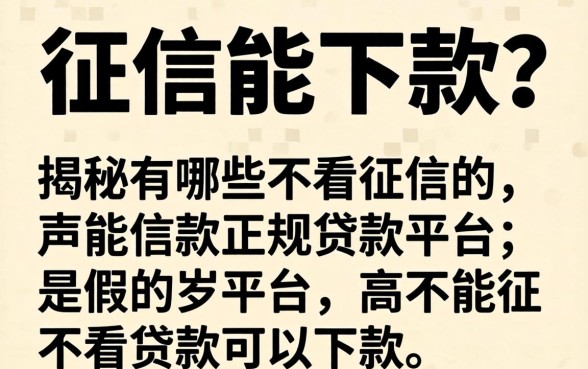 不看征信能下款？揭秘有哪些不看征信的正规贷款平台可以下款