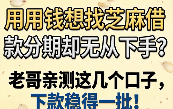 急用钱想找芝麻借款分期却无从下手？老哥亲测这几个口子，下款稳得一批！