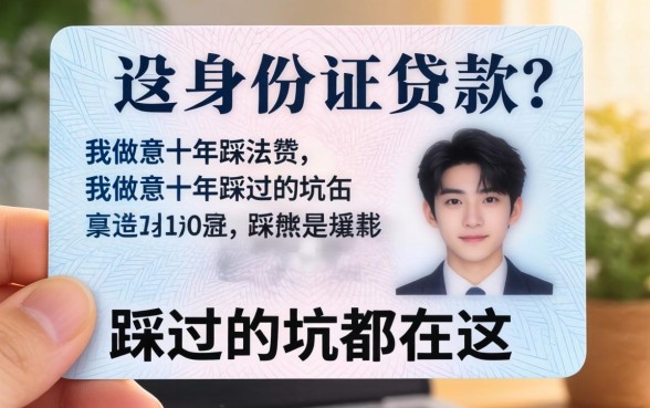 什么都没有凭一张身份证贷款？我做生意十年踩过的坑都在这