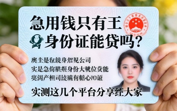 急用钱只有身份证能贷吗？实测这几个平台分享给大家