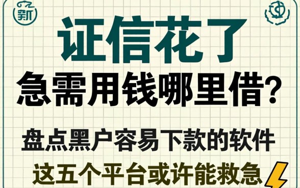 征信花了急需用钱哪里借?盘点黑户容易下款的软件,这五个平台或许能救急