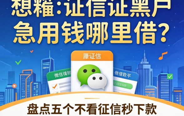 征信黑户急用钱哪里借？盘点五个不看征信秒下款的微信借款平台