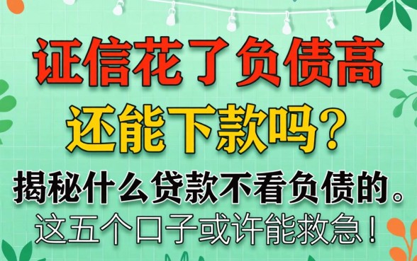 征信花了负债高还能下款吗?揭秘什么贷款不看负债的,这五个口子或许能救急!
