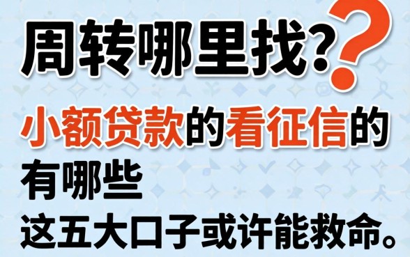 急需周转哪里找？2026小额贷款不看征信的有哪些，这五大口子或许能救命