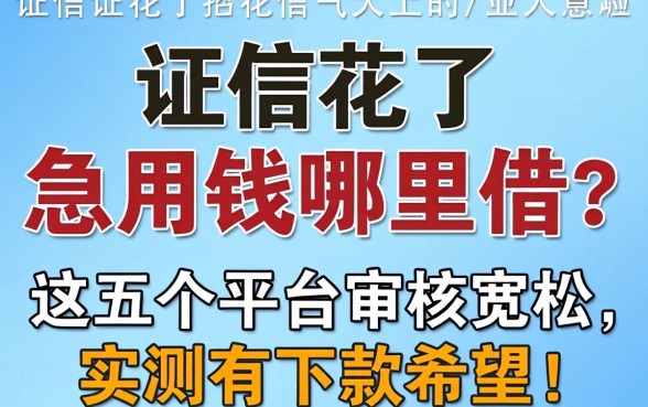 征信花了急用钱哪里借？这五个平台审核宽松，实测有下款希望！