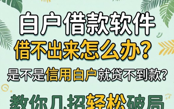 白户借款软件借不出来怎么办？是不是信用白户就贷不到款？教你几招轻松破局