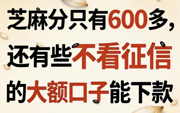 芝麻分只有600多,还有哪些不看征信的大额口子能下款?急求靠谱推荐!