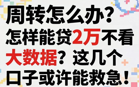 急需周转怎么办？怎样能贷2万不看大数据？这几个口子或许能救急！