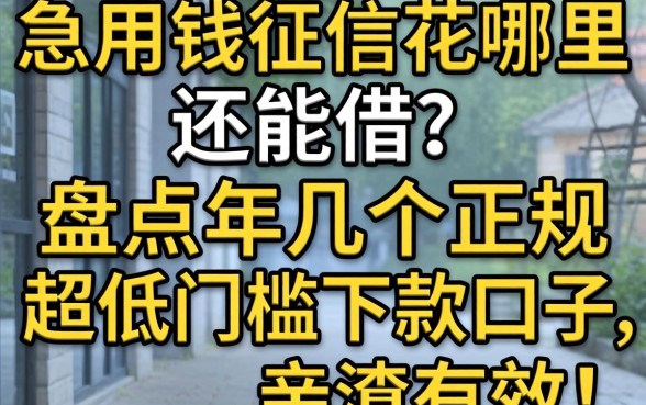 急用钱征信花哪里还能借?盘点2026年几个正规超低门槛下款口子,亲测有效!