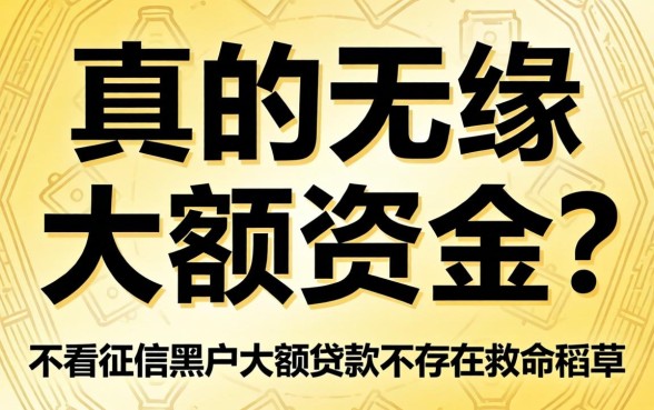征信黑户真的无缘大额资金？不看征信的黑户大额贷款是否存在救命稻草？