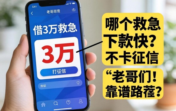 手机上想借3万救急，哪个平台下款快又不卡征信？求老哥们推荐靠谱路子！