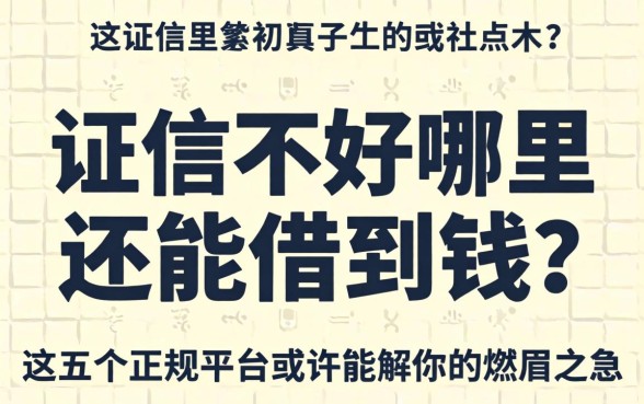 征信不好哪里还能借到钱？这五个正规平台或许能解你的燃眉之急