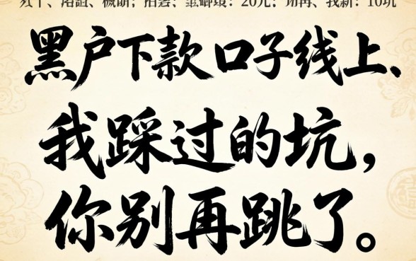 黑户下款的口子2026线上：我踩过的坑，你别再跳了
