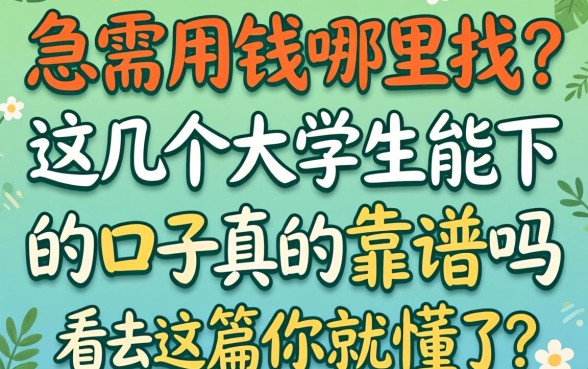 大学生急需用钱哪里找?这几个大学生能下的口子真的靠谱吗?看完这篇你就懂了