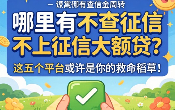 急需资金周转?哪里有不查征信不上征信大额贷?这五个平台或许是你的救命稻草!