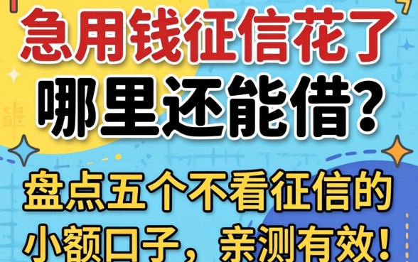 急用钱征信花了哪里还能借?盘点五个不看征信的小额口子,亲测有效!