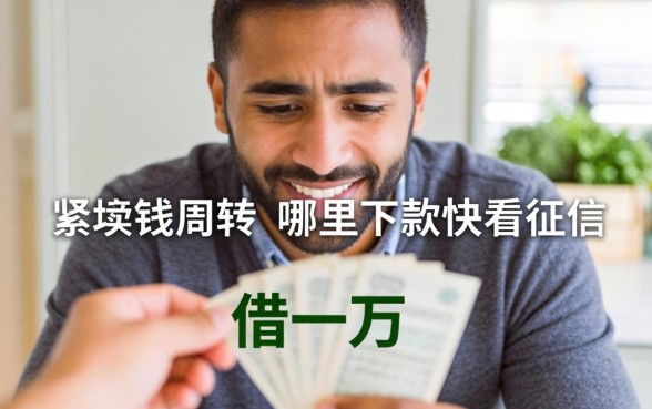 手头紧想借一万块钱周转，哪里下款快不看征信？