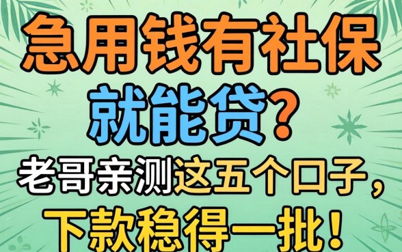 急用钱有社保就能贷？老哥亲测这五个口子，下款稳得一批！