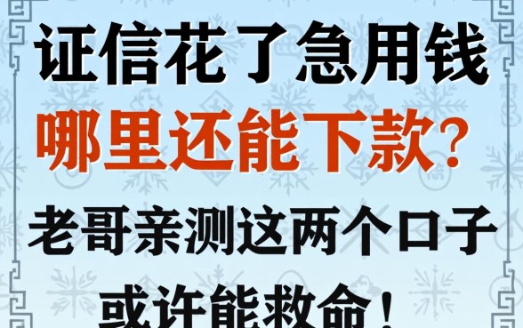 征信花了急用钱哪里还能下款?老哥亲测这几个口子或许能救命!