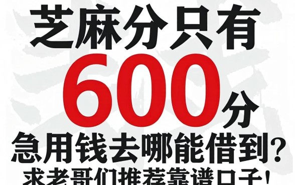 芝麻分只有600分，急用钱去哪能借到？求老哥们推荐靠谱口子！