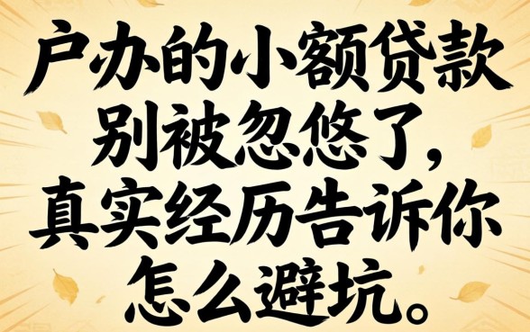 黑户办的小额贷款：别被忽悠了，真实经历告诉你怎么避坑