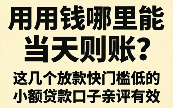 急用钱哪里能当天到账?这几个放款快门槛低的小额贷款口子亲测有效