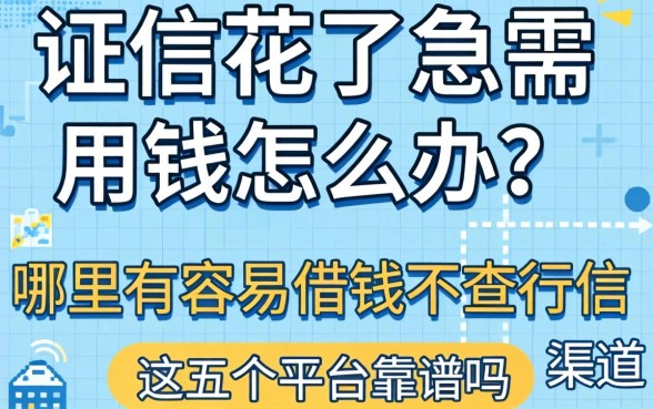 征信花了急需用钱怎么办？哪里有容易借钱不查征信的渠道？这五个平台靠谱吗？