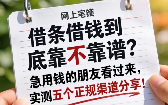 网上打借条借钱到底靠不靠谱？急用钱的朋友看过来，实测五个正规渠道分享！