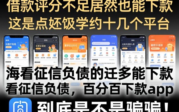 我试了十几个平台，发现借款评分不足居然也能下款，不看征信负债的百分百下款app到底是不是骗局