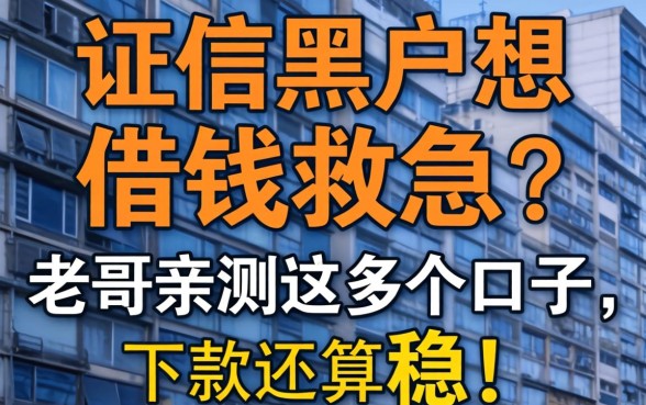 征信黑户想借钱救急？老哥亲测这几个口子，下款还算稳！
