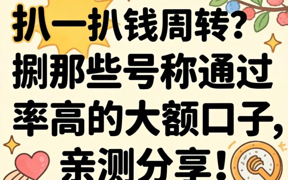 急需用钱周转？扒一扒那些号称通过率高的大额口子，亲测分享！