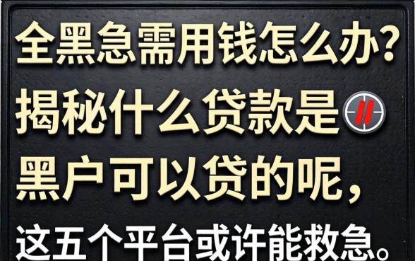 征信全黑急需用钱怎么办？揭秘什么贷款是黑户可以贷的呢，这五个平台或许能救急
